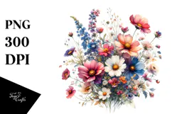 Colorful Wild Flowers Floral Frame PNG Product Image 1