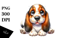 Watercolor Cute Basset Hound Product Image 1