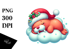 Vibrant Baby Walrus Sleeping on Cloud PNG Product Image 1