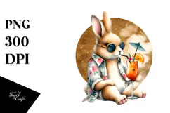 Cocktail Drinking Rabbit in Beachwear PNG Product Image 1