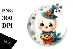 Cute Baby Peacock on Moon, High-Res PNG Product Image 1