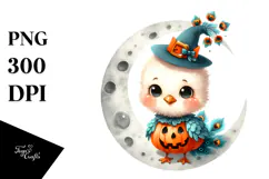 Cute Baby Peacock on Moon, High-Res PNG Product Image 1
