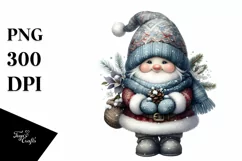 Detailed Winter Gnome Watercolor PNG Product Image 1