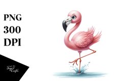 Funny Flamingo Watercolor Clipart Product Image 3