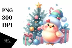 Angry Chicken with Christmas Decorations PNG Product Image 1