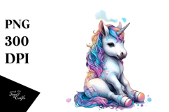 Colorful Baby Unicorn with Buenos Aires Street PNG Product Image 1