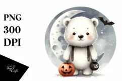 Cute Baby Polar Bear on Moon, Transparent PNG Product Image 1