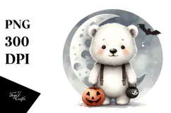 Cute Baby Polar Bear on Moon, Transparent PNG Product Image 1