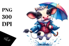 Cool Baby Cow Jumping PNG Product Image 1
