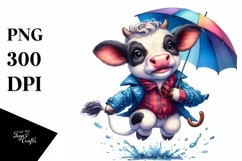Cute Baby Cow Jumping PNG Product Image 3
