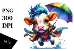 Cool Baby Cow Jumping PNG Product Image 1