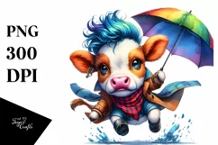 Cute Baby Cow Jumping PNG Product Image 1