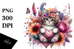 Boho Kitten Watercolor PNG Product Image 1