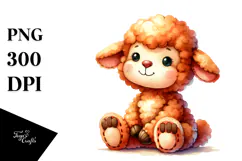 Small Vibrant Colorful Old Plush Lamb PNG Product Image 1