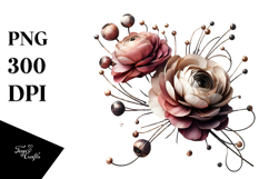 Watercolor Ranunculus Metallic Frame PNG Product Image 1