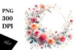 Colorful Abstract Pink Roses Frame PNG Product Image 1