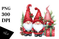 Cute Red Gnomes Scene PNG Product Image 1