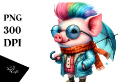 Happy Baby Pig Playing PNG Product Image 1