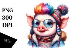 Happy Baby Pig Playing PNG Product Image 1