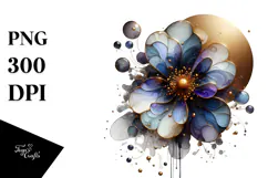 Abstract Glossy Pansy on Round Wood PNG Product Image 1