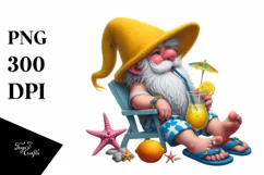 Detailed Gnome Beach Wear Yellow Hat | Clipart Product Image 3