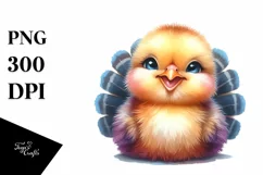 Vibrant Watercolor Baby Turkey | Clipart Product Image 3