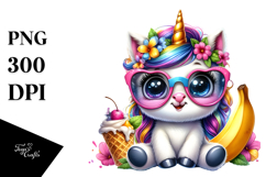 Whimsical Unicorn with Sunglasses PNG Product Image 1