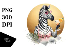 Zebra in Beachwear with Cocktail PNG Product Image 1