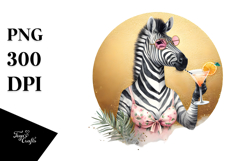 Watercolor Zebra with Beachwear Cocktail PNG Product Image 1