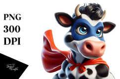 Exaggerated Holstein Cow Superhero PNG Product Image 1