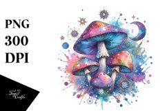 Magical Celestial Watercolor Mushroom Clipart Product Image 1