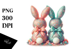 Vintage Bunnies Sitting PNG Product Image 1