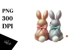 Vintage Bunnies Sitting PNG Product Image 1