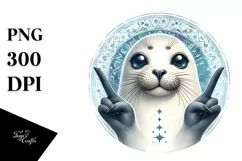 Funny Detailed Seal Watercolor Summer Sticker Clipart Product Image 3