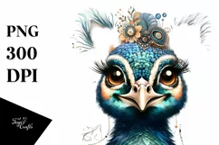 Detail Peacock Portrait Boho Vintage Diva | Clipart Product Image 1