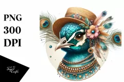Detail Peacock Portrait Boho Vintage Diva | Clipart Product Image 3