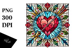 Retro Stained Heart with Arrow, PNG Product Image 1
