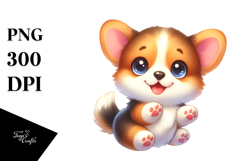 Cute Cartoon Pembroke Welsh Corgi with Big Eyes PNG Product Image 1