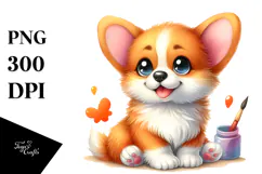 Cute Pembroke Welsh Corgi Snowdrop PNG Product Image 1