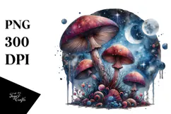 Detailed Glossy Mystical Celestial Mushroom PNG Product Image 1