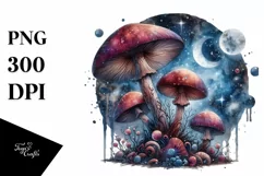 Detailed Glossy Mystical Celestial Mushroom PNG Product Image 1