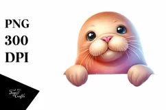 Colorful Baby Walrus | Watercolor | Cute Product Image 1