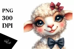 Funny Detailed Lamb Watercolor Summer Sticker Clipart Product Image 3