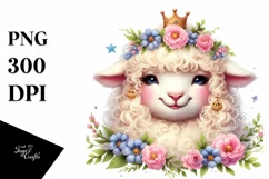 Funny Detailed Lamb Watercolor Summer Sticker Clipart Product Image 1