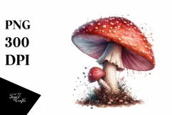Detailed Watercolor Mushroom Splash PNG Product Image 1