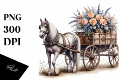 Vintage Horse Watercolor Summer Sticker Clipart Product Image 3