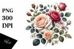 Watercolor Roses, Summer PNG Product Image 1