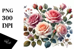 Watercolor Roses, Summer PNG Product Image 1