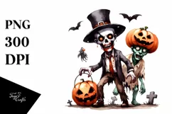 Funny Halloween Zombie Clipart PNG Product Image 1
