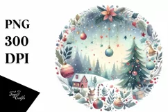 colorful Christmas Scene with Large Text PNG Product Image 1